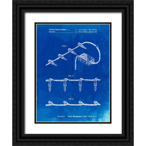 PP763-Faded Blueprint Christmas Lights Poster Black Ornate Wood Framed Art Print with Double Matting by Borders, Cole