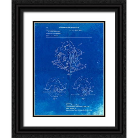 PP767-Faded Blueprint Circular Saw Patent Poster Black Ornate Wood Framed Art Print with Double Matting by Borders, Cole