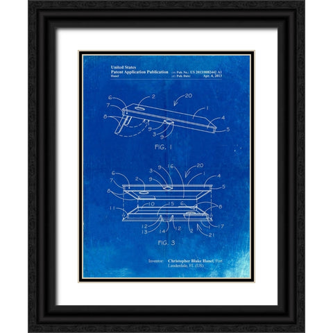 PP774-Faded Blueprint Corn Hole Board Patent Poster Black Ornate Wood Framed Art Print with Double Matting by Borders, Cole