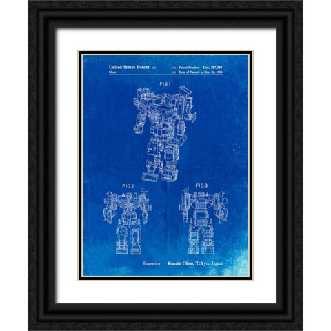 PP780-Faded Blueprint Devastator Transformer Patent Poster Black Ornate Wood Framed Art Print with Double Matting by Borders, Cole