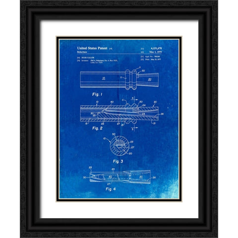 PP789-Faded Blueprint Duck Call Patent Poster Black Ornate Wood Framed Art Print with Double Matting by Borders, Cole