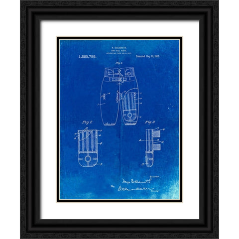 PP828-Faded Blueprint Football Pants Patent Print Black Ornate Wood Framed Art Print with Double Matting by Borders, Cole