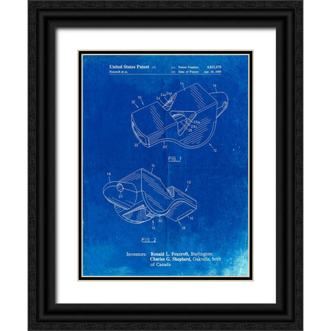 PP851-Faded Blueprint Fox 40 Coachs Whistle Patent Poster Black Ornate Wood Framed Art Print with Double Matting by Borders, Cole