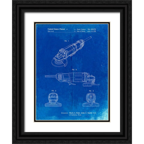 PP863-Faded Blueprint Grinder Poster, Grinder Patent Black Ornate Wood Framed Art Print with Double Matting by Borders, Cole
