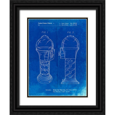 PP864-Faded Blueprint Gumball Machine Poster Black Ornate Wood Framed Art Print with Double Matting by Borders, Cole