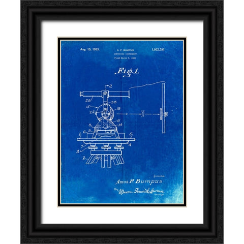 PP865-Faded Blueprint Gurly Transit Patent Poster Black Ornate Wood Framed Art Print with Double Matting by Borders, Cole