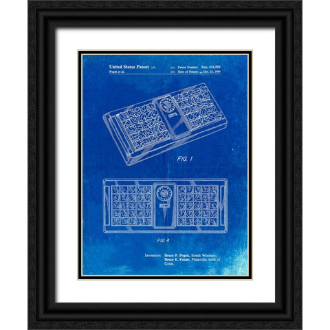 PP872-Faded Blueprint Hasbro Concept Game Patent Poster Black Ornate Wood Framed Art Print with Double Matting by Borders, Cole