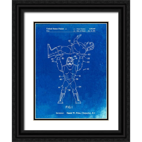 PP885-Faded Blueprint Hulk Hogan Wrestling Action Figure Patent Poster Black Ornate Wood Framed Art Print with Double Matting by Borders, Cole