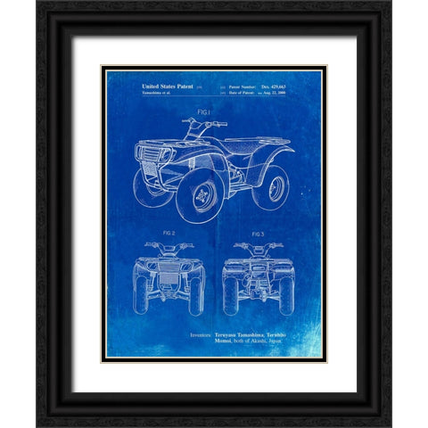 PP902-Faded Blueprint Kawasaki Prairie Patent Poster Black Ornate Wood Framed Art Print with Double Matting by Borders, Cole