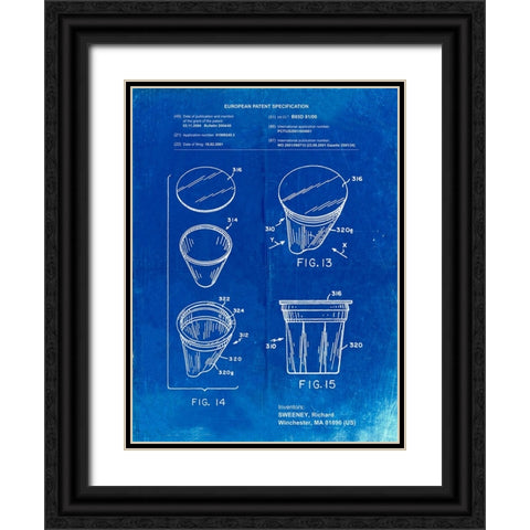 PP904-Faded Blueprint Keurig Cartridge Coffee Patent Poster Black Ornate Wood Framed Art Print with Double Matting by Borders, Cole