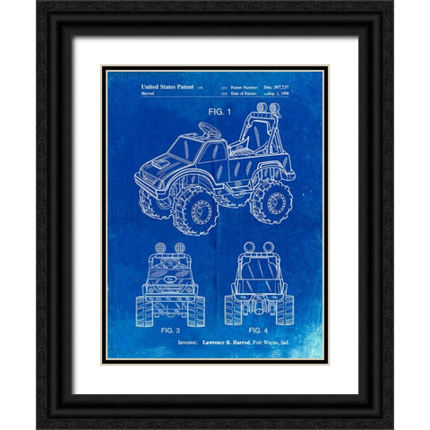 PP911-Faded Blueprint Kids Truck Poster Black Ornate Wood Framed Art Print with Double Matting by Borders, Cole