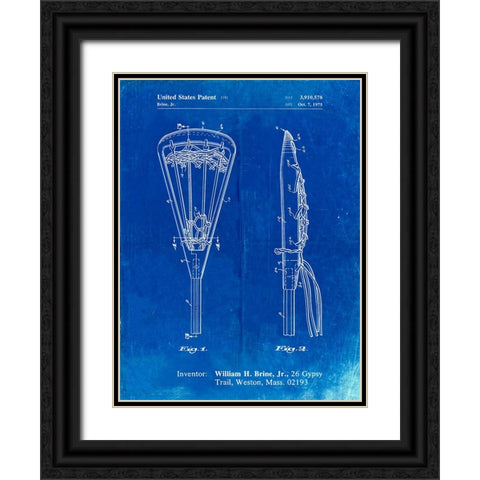 PP915-Faded Blueprint Lacrosse Stick 1936 Patent Poster Black Ornate Wood Framed Art Print with Double Matting by Borders, Cole