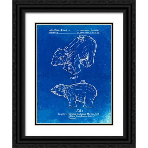 PP933-Faded Blueprint Lego Polar Bear Poster Black Ornate Wood Framed Art Print with Double Matting by Borders, Cole