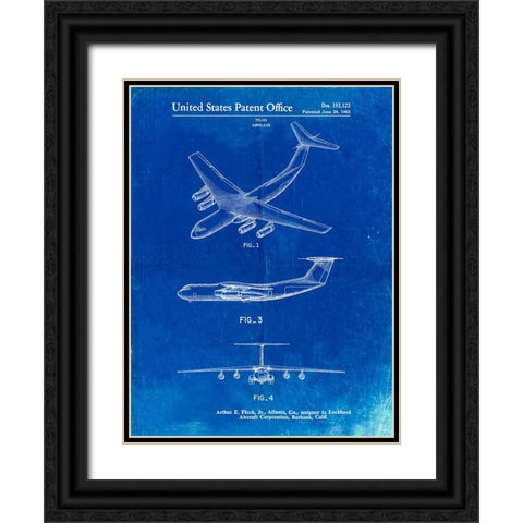 PP944-Faded Blueprint Lockheed C-130 Hercules Airplane Patent Poster Black Ornate Wood Framed Art Print with Double Matting by Borders, Cole