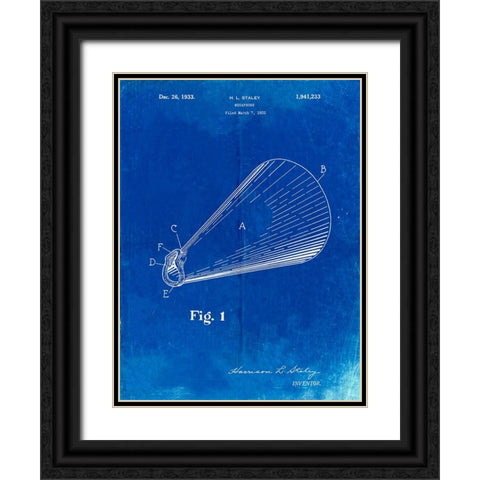 PP954-Faded Blueprint Megaphone Poster Black Ornate Wood Framed Art Print with Double Matting by Borders, Cole