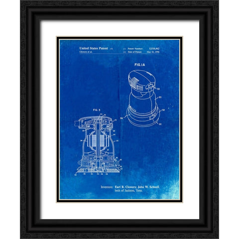 PP998-Faded Blueprint Porter Cable Palm Grip Sander Patent Poster Black Ornate Wood Framed Art Print with Double Matting by Borders, Cole