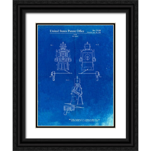 PP1014-Faded Blueprint Robert the Robot 1955 Toy Robot Patent Poster Black Ornate Wood Framed Art Print with Double Matting by Borders, Cole