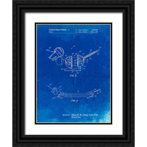 PP1041-Faded Blueprint Slide Rule Patent Poster Black Ornate Wood Framed Art Print with Double Matting by Borders, Cole