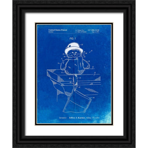 PP1067-Faded Blueprint Stocking Holder Poster Black Ornate Wood Framed Art Print with Double Matting by Borders, Cole