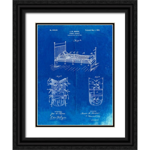 PP1068-Faded Blueprint Strait Jacket Patent Poster Black Ornate Wood Framed Art Print with Double Matting by Borders, Cole