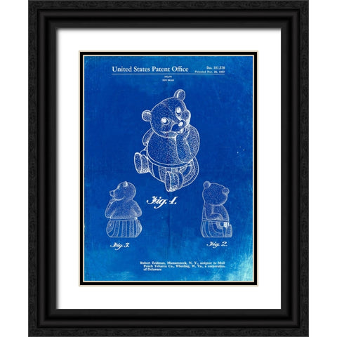 PP1086-Faded Blueprint Teddy Bear Poster Black Ornate Wood Framed Art Print with Double Matting by Borders, Cole