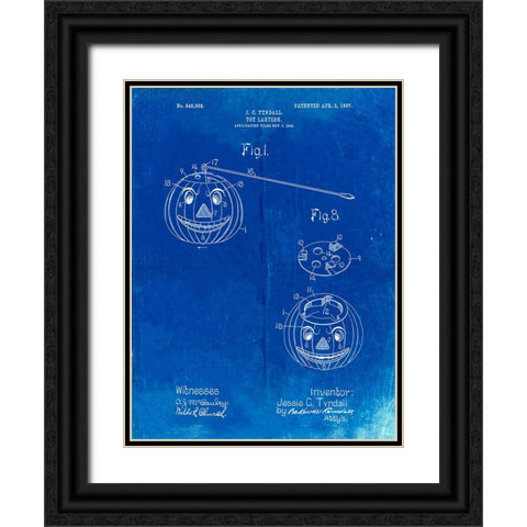 PP1106-Faded Blueprint Toy Lantern Poste Patent Black Ornate Wood Framed Art Print with Double Matting by Borders, Cole