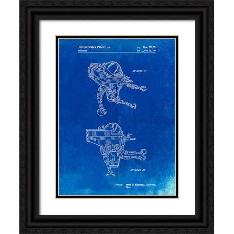 PP1107-Faded Blueprint Mattel Space Walking Toy Patent Poster Black Ornate Wood Framed Art Print with Double Matting by Borders, Cole