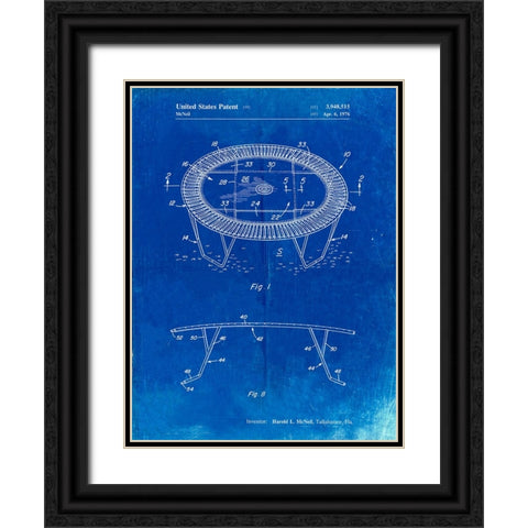 PP1111-Faded Blueprint Trampoline Patent Poster Black Ornate Wood Framed Art Print with Double Matting by Borders, Cole