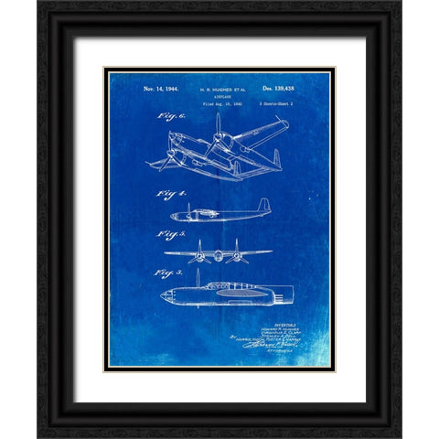 PP69-Faded Blueprint Lockheed XP-58 Chain Lightning Poster Black Ornate Wood Framed Art Print with Double Matting by Borders, Cole