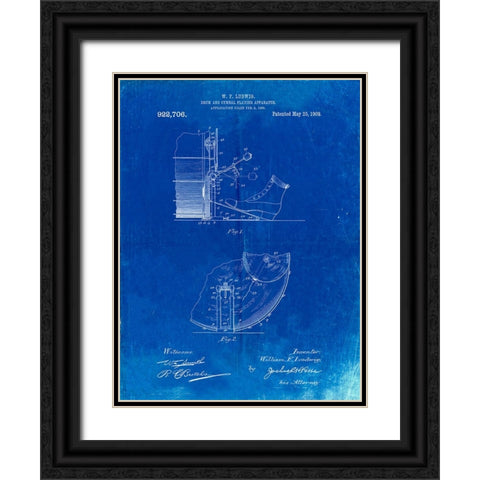 PP103-Faded Blueprint Ludwig Kickdrum and Cymbal Poster Black Ornate Wood Framed Art Print with Double Matting by Borders, Cole
