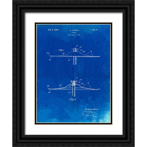 PP107-Faded Blueprint Zildjian Swish Cymbal Poster Black Ornate Wood Framed Art Print with Double Matting by Borders, Cole