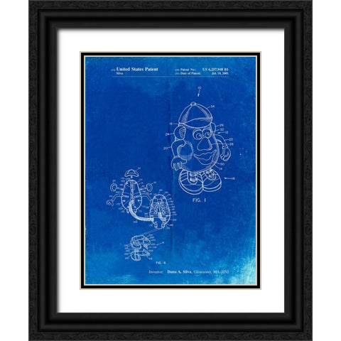 PP123- Faded Blueprint Mr. Potato Head Patent Poster Black Ornate Wood Framed Art Print with Double Matting by Borders, Cole