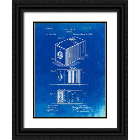 PP126- Faded Blueprint Eastman Kodak Camera Patent Poster Black Ornate Wood Framed Art Print with Double Matting by Borders, Cole