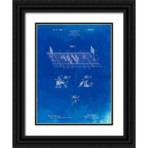 PP142- Faded Blueprint Football Board Game Patent Poster Black Ornate Wood Framed Art Print with Double Matting by Borders, Cole