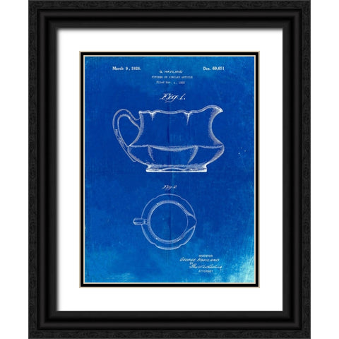 PP155- Faded Blueprint Haviland Basin Pitcher Patent Poster Black Ornate Wood Framed Art Print with Double Matting by Borders, Cole