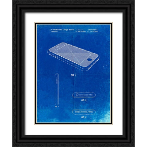 PP177- Faded Blueprint iPhone 3 Patent Poster Black Ornate Wood Framed Art Print with Double Matting by Borders, Cole