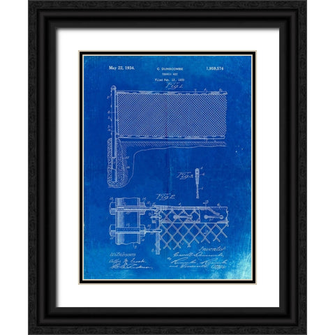 PP181- Faded Blueprint Tennis Net Patent Poster Black Ornate Wood Framed Art Print with Double Matting by Borders, Cole