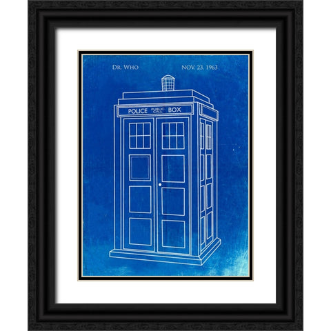 PP189- Faded Blueprint Doctor Who Tardis Poster Black Ornate Wood Framed Art Print with Double Matting by Borders, Cole