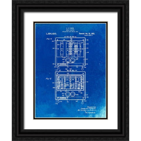 PP207- Faded Blueprint Toastmaster Toaster Patent Print Black Ornate Wood Framed Art Print with Double Matting by Borders, Cole