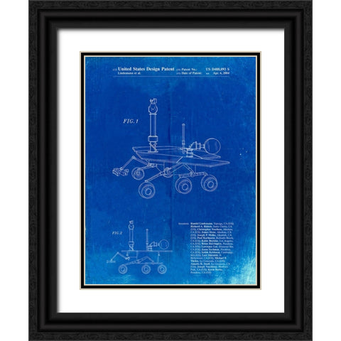 PP227-Faded Blueprint Mars Rover Patent Poster Black Ornate Wood Framed Art Print with Double Matting by Borders, Cole