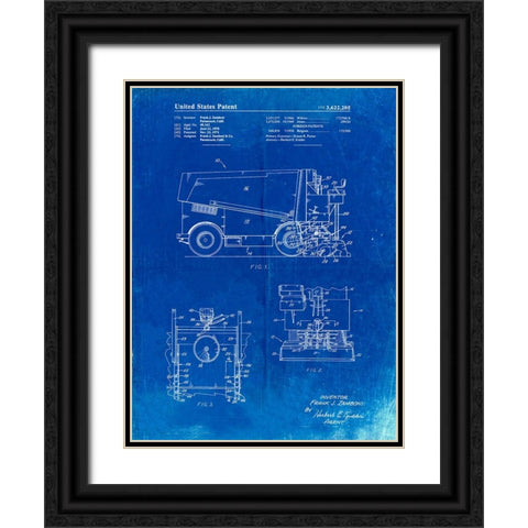 PP313-Faded Blueprint Ice Resurfacing Patent Poster Black Ornate Wood Framed Art Print with Double Matting by Borders, Cole