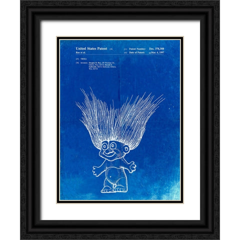 PP406-Faded Blueprint Troll Doll Patent Poster Black Ornate Wood Framed Art Print with Double Matting by Borders, Cole