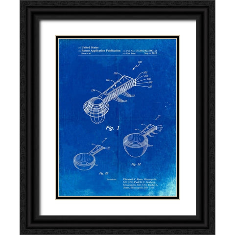 PP484-Faded Blueprint Stacking Measuring Cups Patent Poster Black Ornate Wood Framed Art Print with Double Matting by Borders, Cole