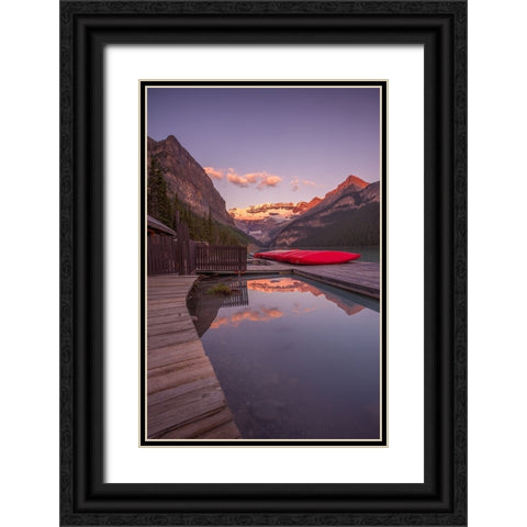 Kayak Launch Black Ornate Wood Framed Art Print with Double Matting by Ballard, Dan