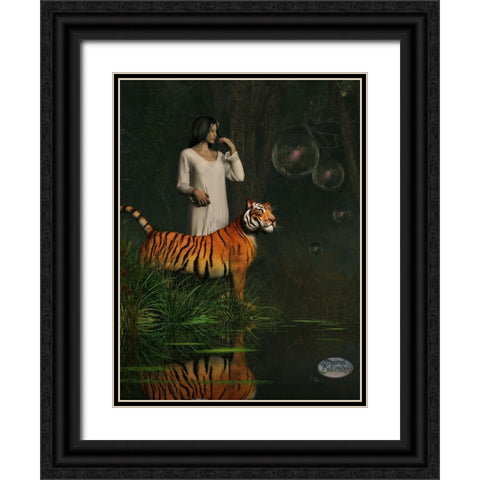 Dreams Of Tigers And Bubbles Black Ornate Wood Framed Art Print with Double Matting by Eskridge, Daniel
