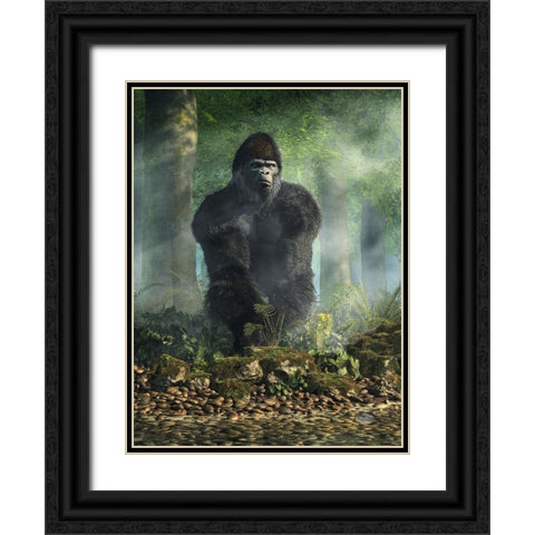Gorilla Black Ornate Wood Framed Art Print with Double Matting by Eskridge, Daniel
