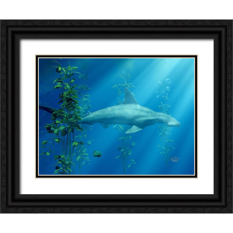 Hammer Head Among The Seaweed Black Ornate Wood Framed Art Print with Double Matting by Eskridge, Daniel