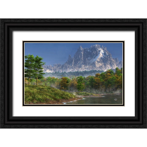 Happy River Valley Black Ornate Wood Framed Art Print with Double Matting by Eskridge, Daniel