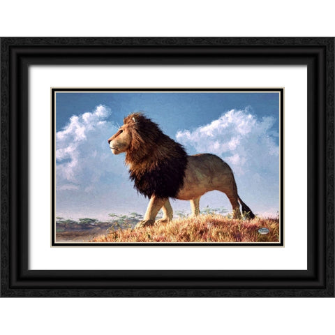 Impressionist Lion Black Ornate Wood Framed Art Print with Double Matting by Eskridge, Daniel