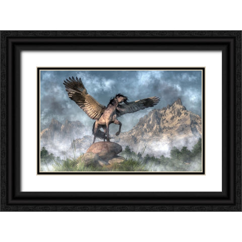 Pegasus Black Ornate Wood Framed Art Print with Double Matting by Eskridge, Daniel